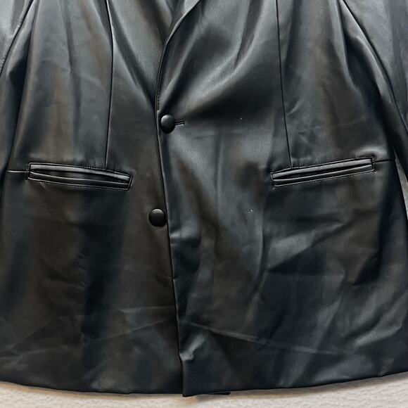 Missguided Jacket Womens 8 Black Faux Leather Longline Two Button Lined Blazer - Picture 5 of 10